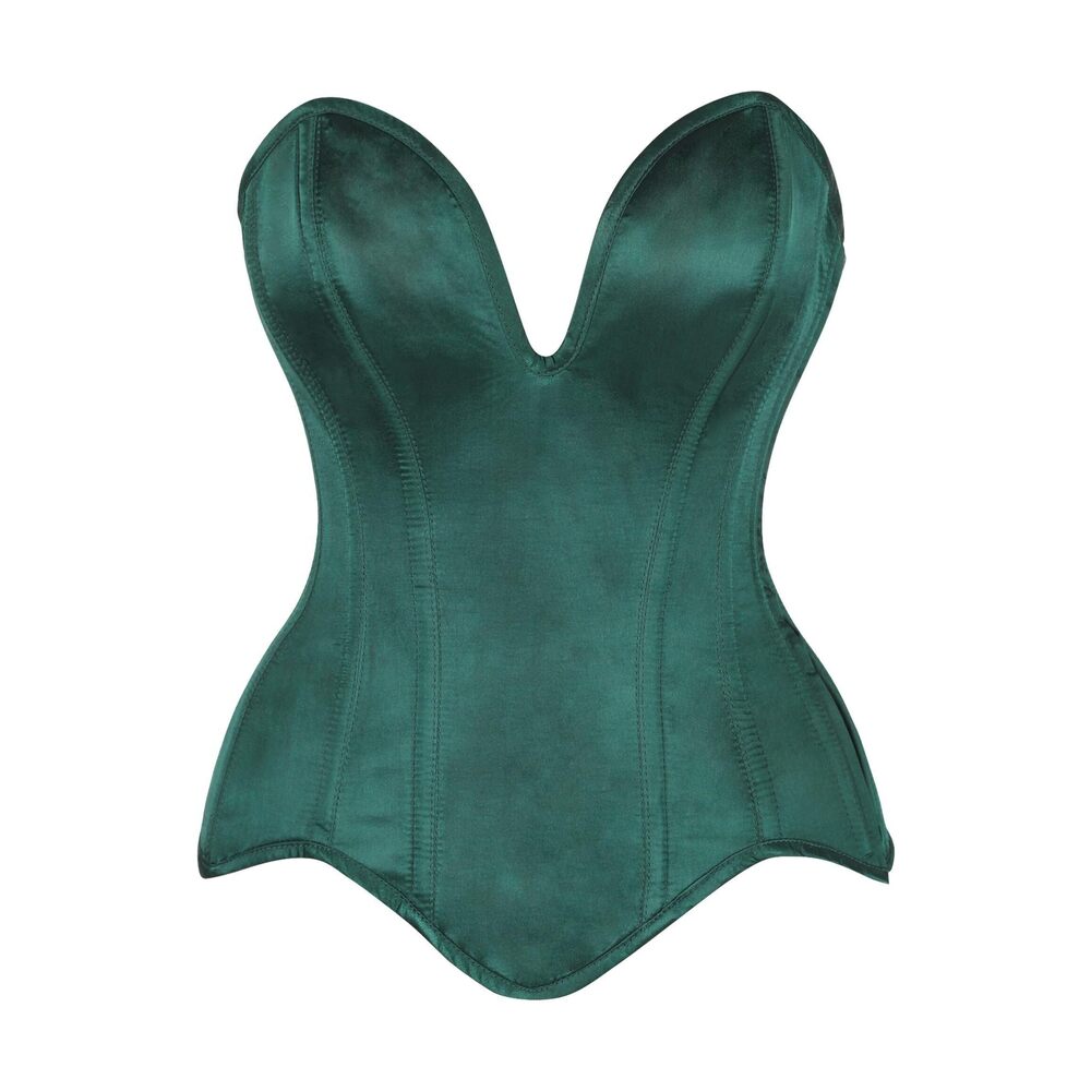 7457 Satin Overbust Corset Top . Lingerie, Bustier, and Plus Size. Steel